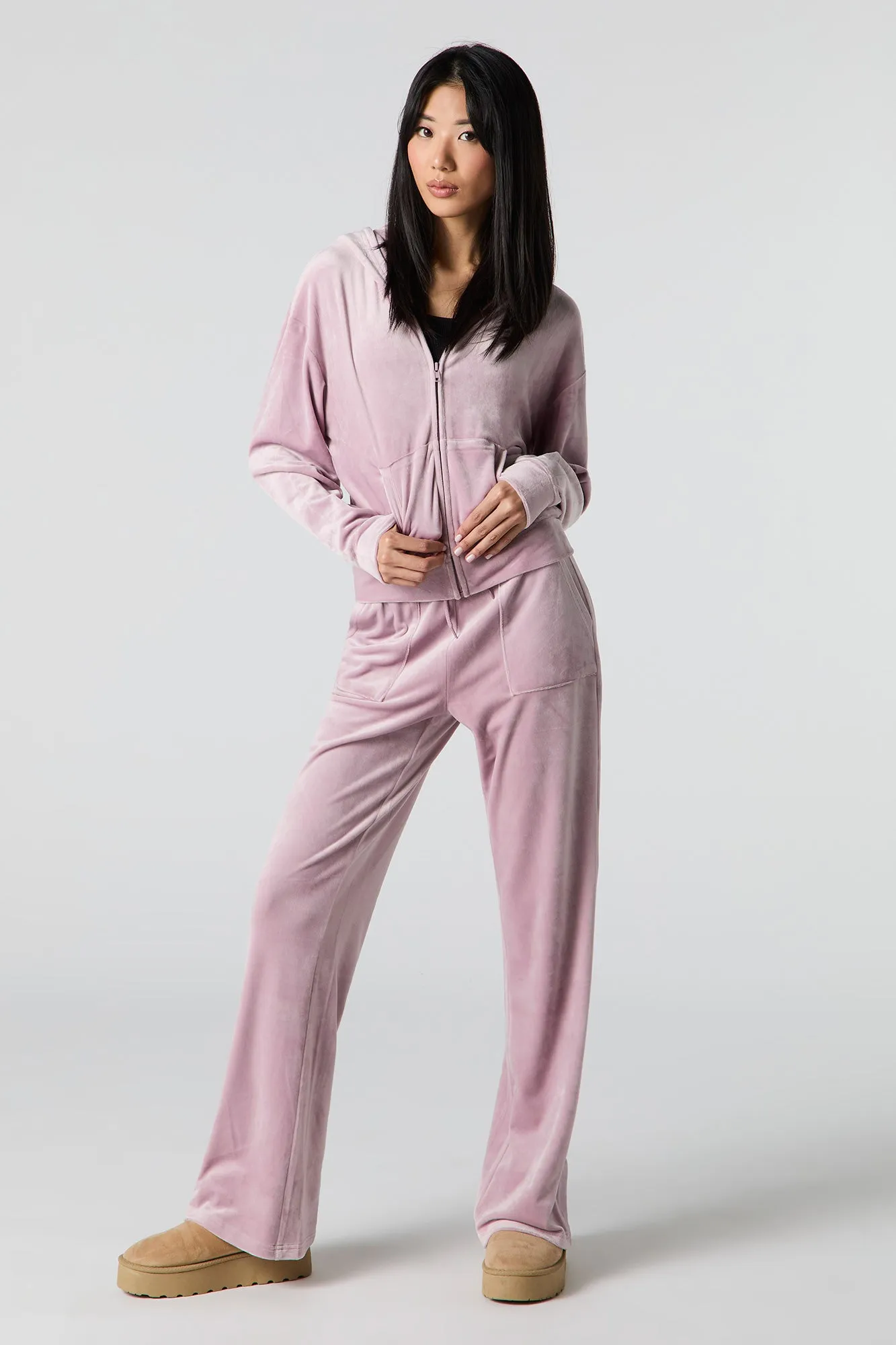 Velour Zip-Up Hoodie sold by Urban Planet product image thumbnail 3