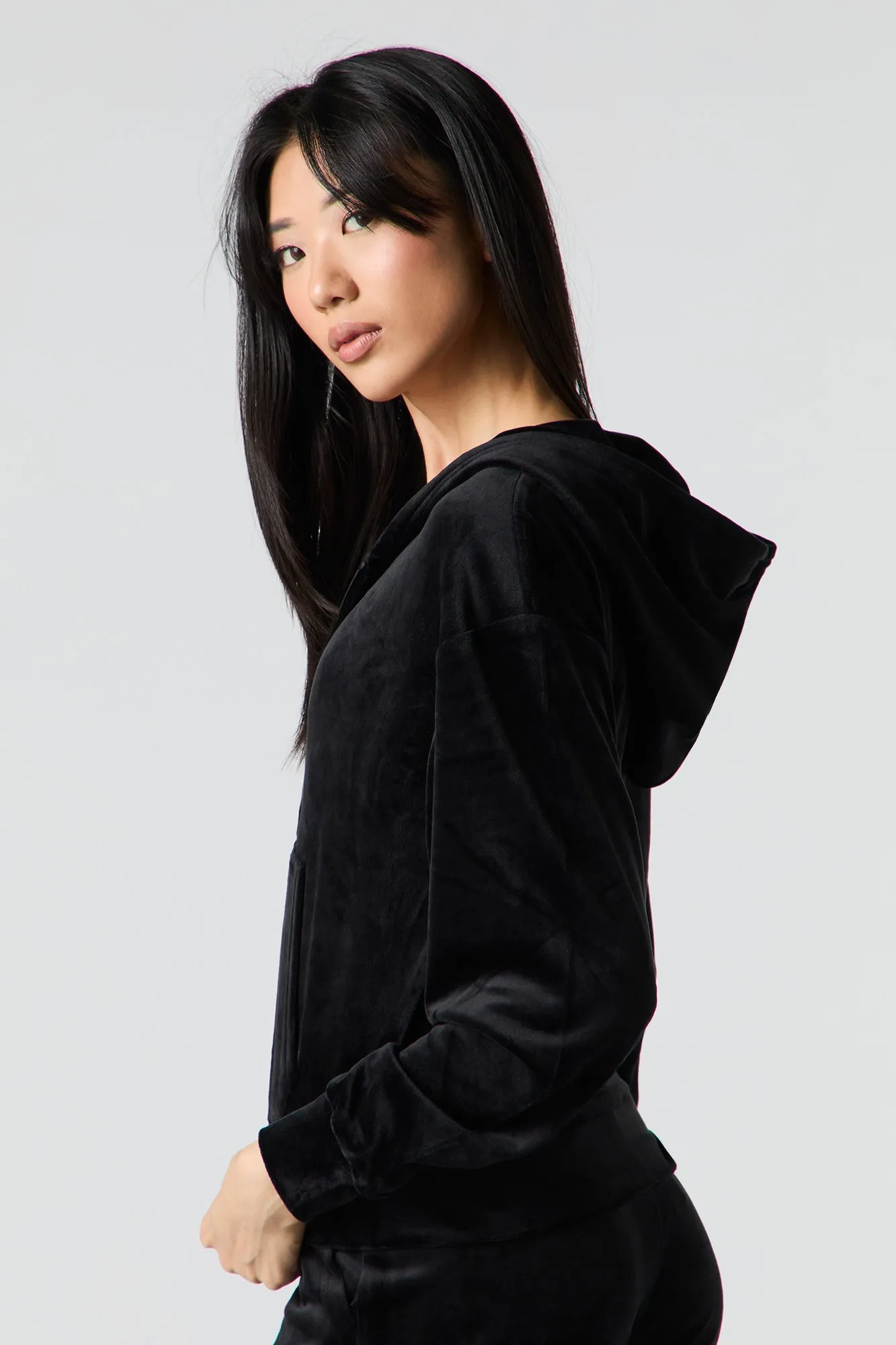 Velour Zip-Up Hoodie sold by Urban Planet product image thumbnail 5