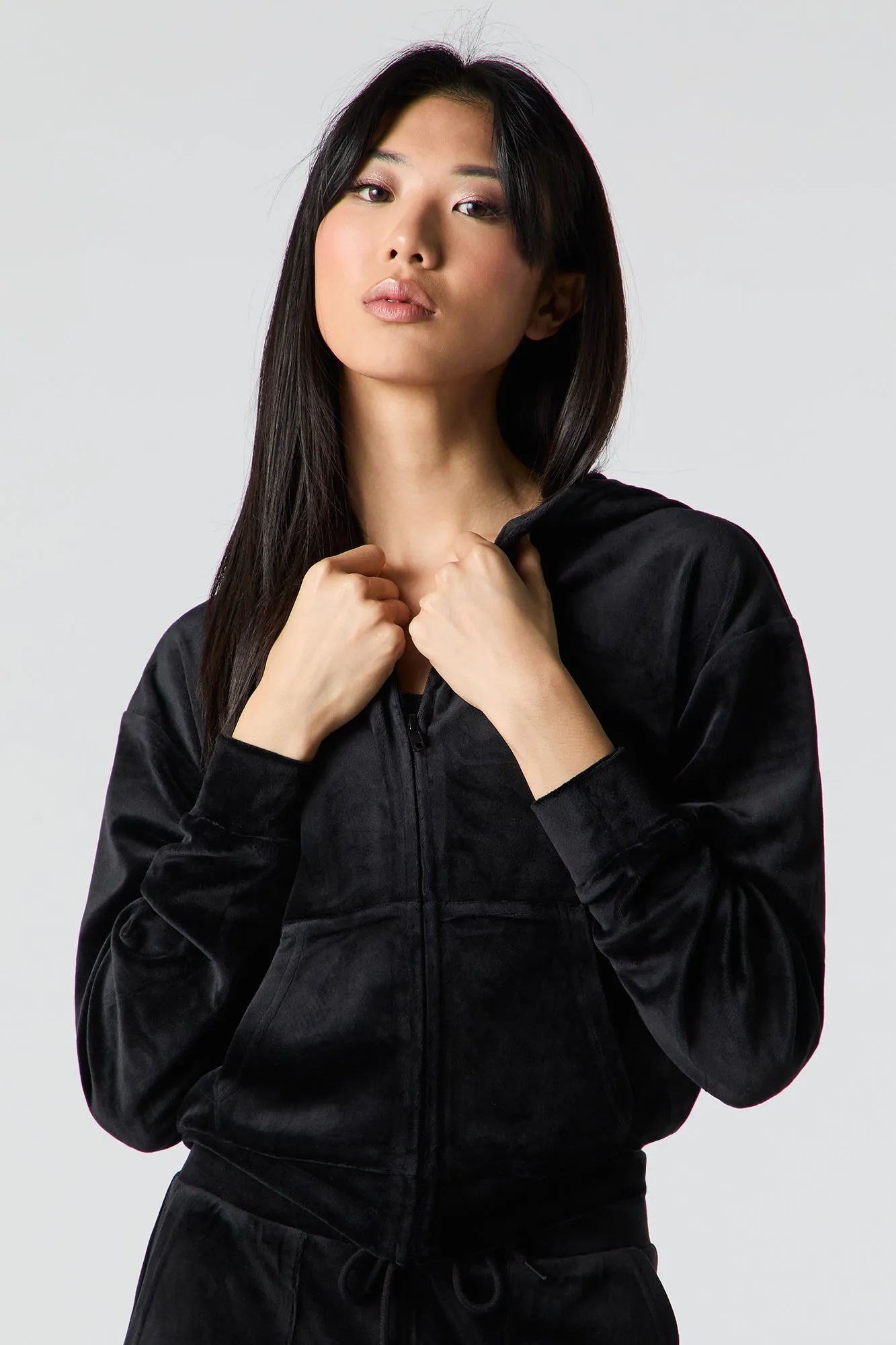 Velour Zip-Up Hoodie sold by Urban Planet product image thumbnail 4