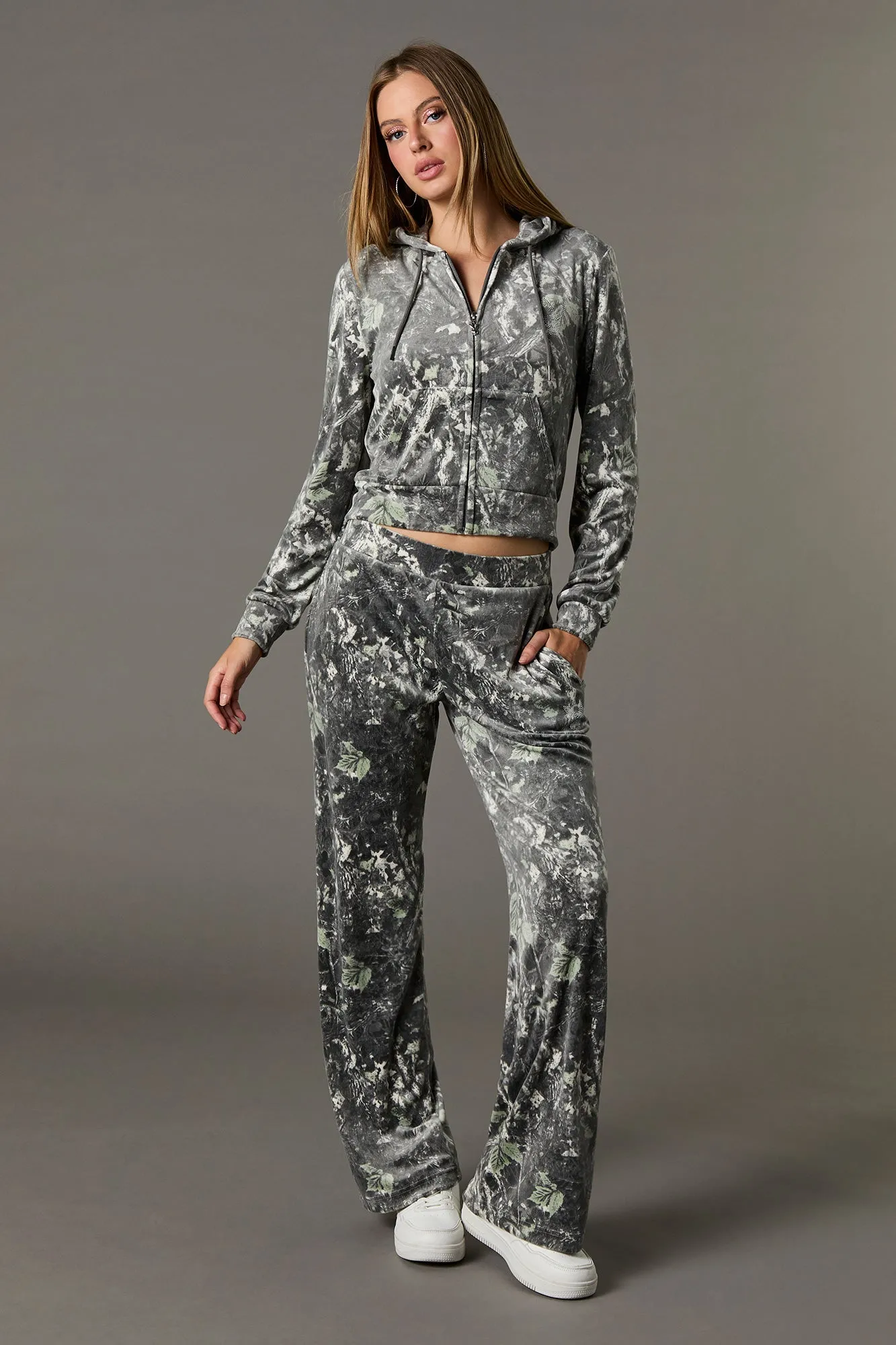 Playboy Rhinestone Velour Zip-Up Hoodie sold by Urban Planet product image thumbnail 3