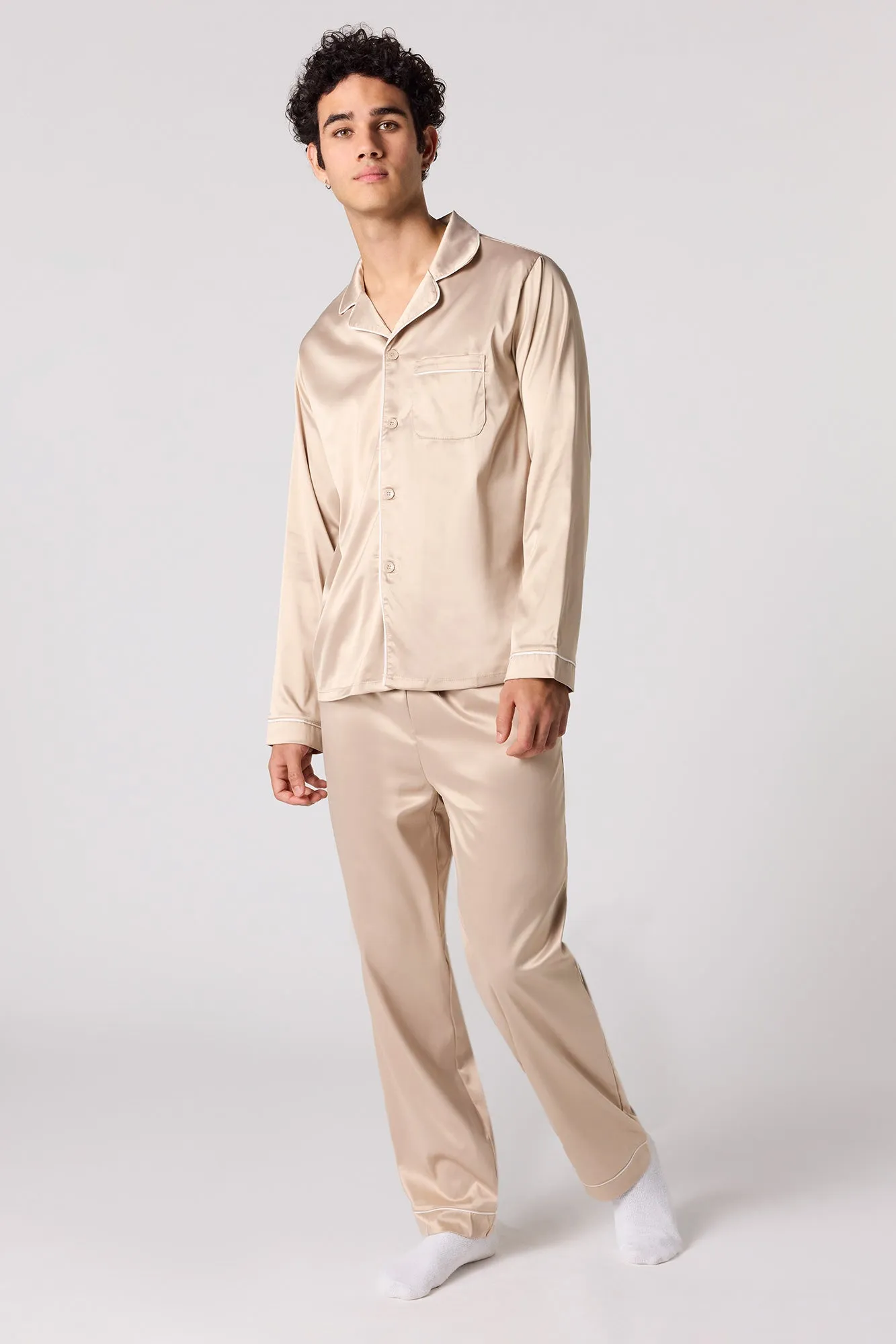 Satin Button-Up Pajama Top sold by Urban Planet product image thumbnail 3