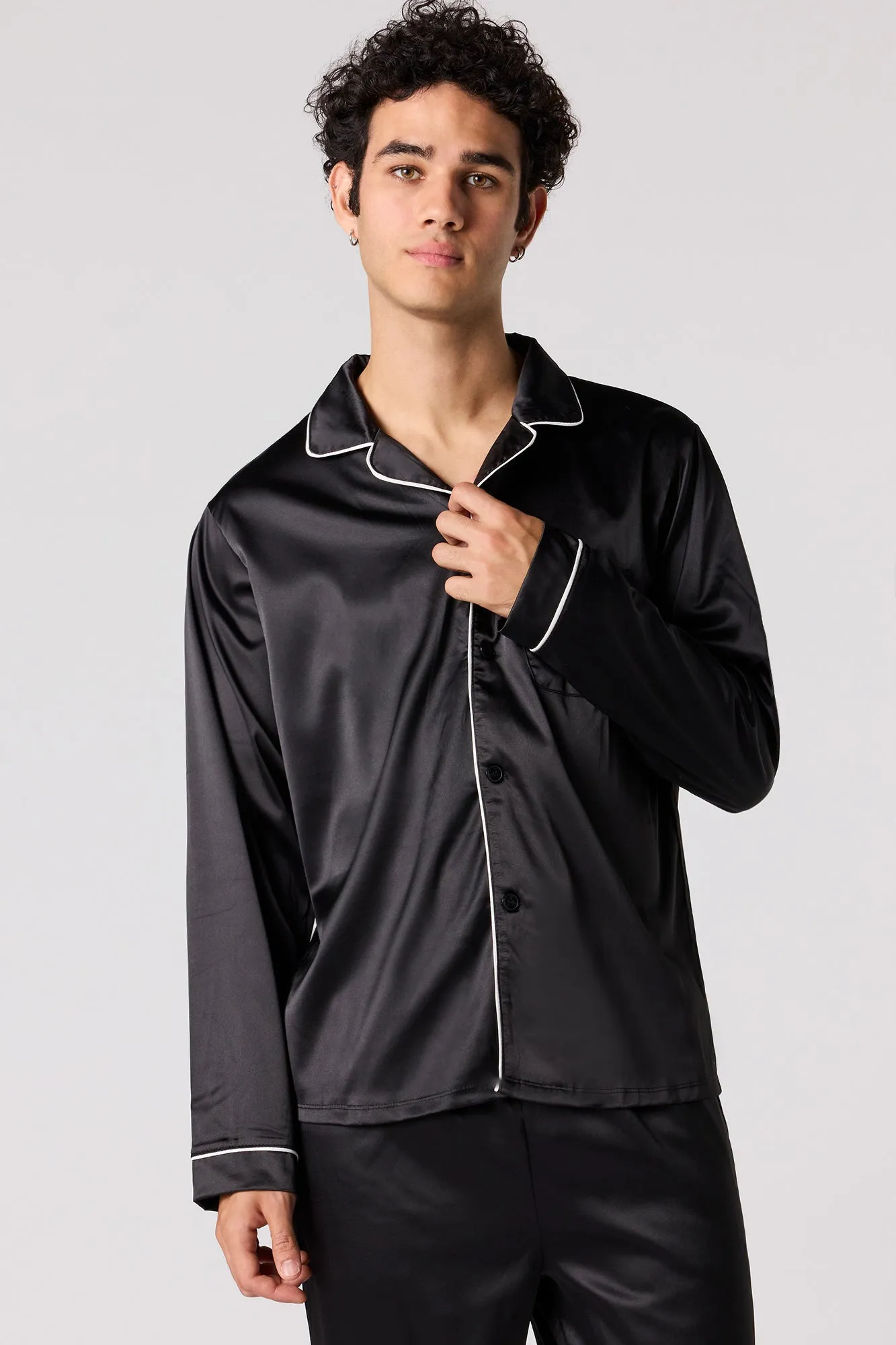 Satin Button-Up Pajama Top sold by Urban Planet product image thumbnail 4