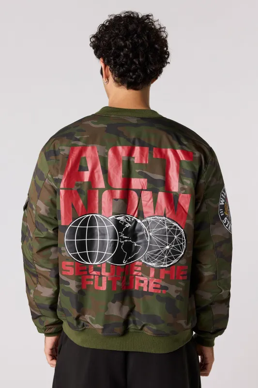 Camo Embroidered Flight Jacket sold by Urban Planet