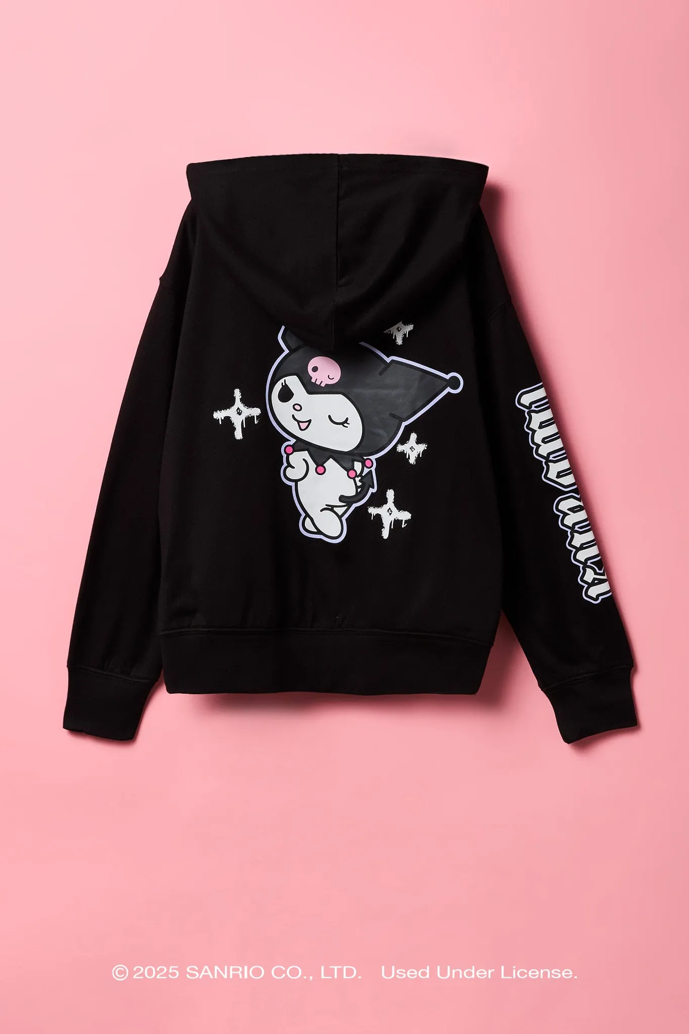 Haut à capuchon en molleton à imprimé Kuromi avec pierres du Rhin pour fille sold by Urban Planet product image thumbnail 2