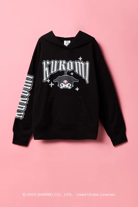 Haut à capuchon en molleton à imprimé Kuromi avec pierres du Rhin pour fille sold by Urban Planet