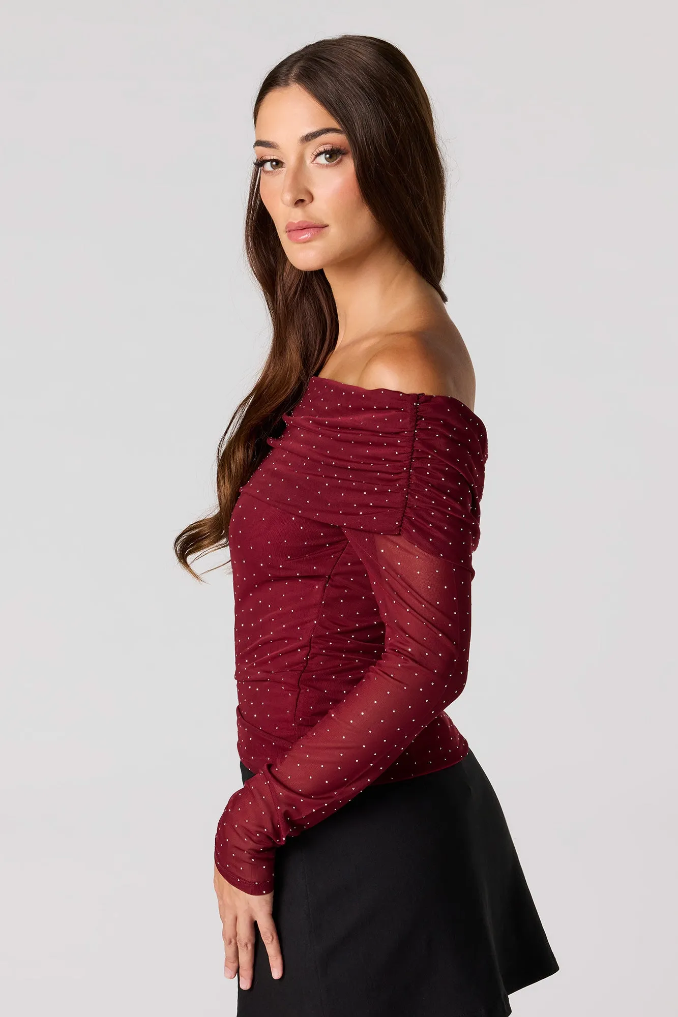 Rhinestone Mesh Off Shoulder Top sold by Urban Planet product image thumbnail 2