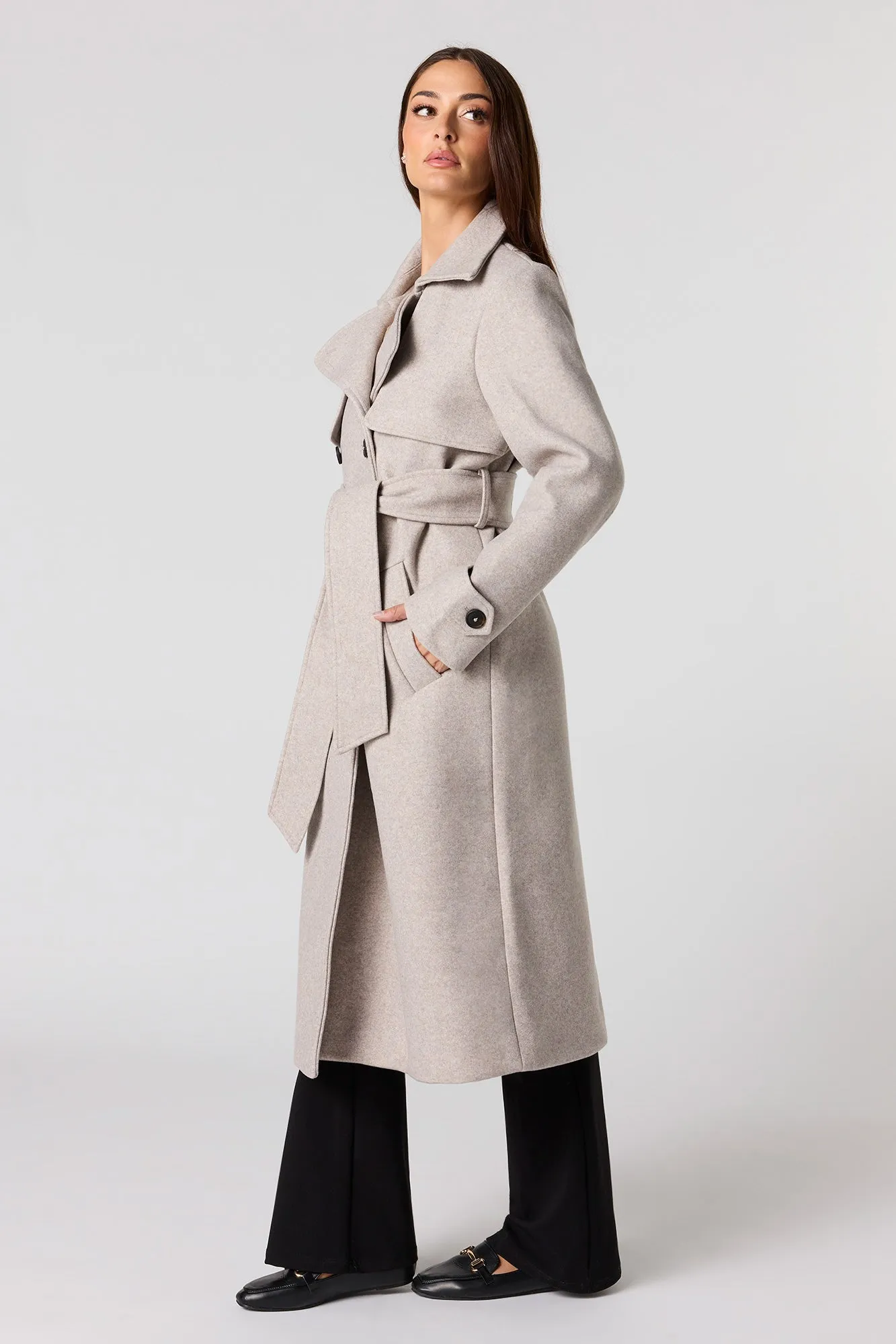 Longline Belted Peacoat sold by Urban Planet product image thumbnail 2