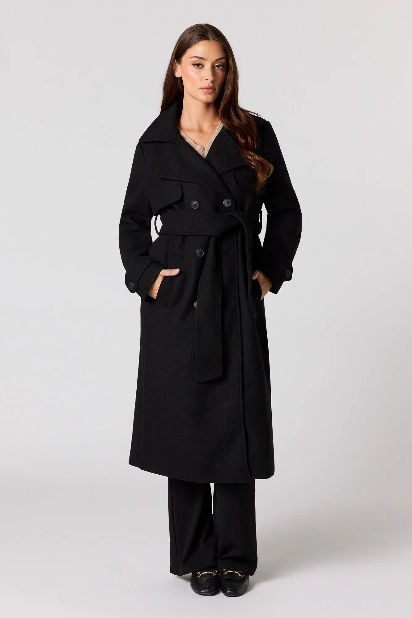 Longline Belted Peacoat sold by Urban Planet product image thumbnail 5