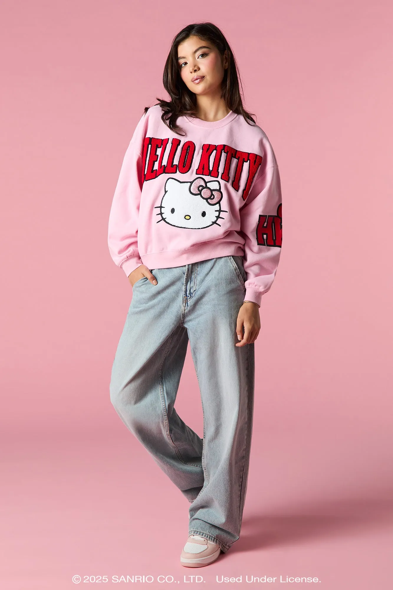 Hello Kitty® Chenille Embroidered Fleece Sweatshirt sold by Urban Planet product image thumbnail 3