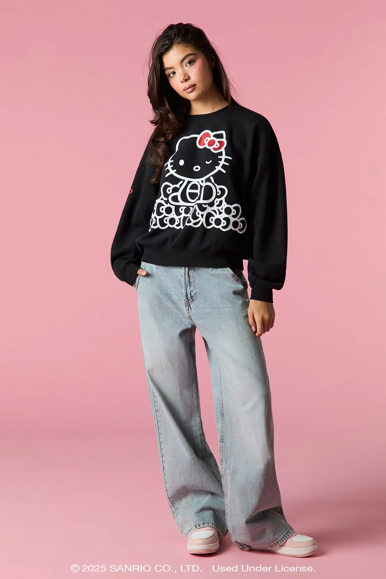 Hello Kitty® Glitter Graphic Fleece Sweatshirt sold by Urban Planet product image thumbnail 3