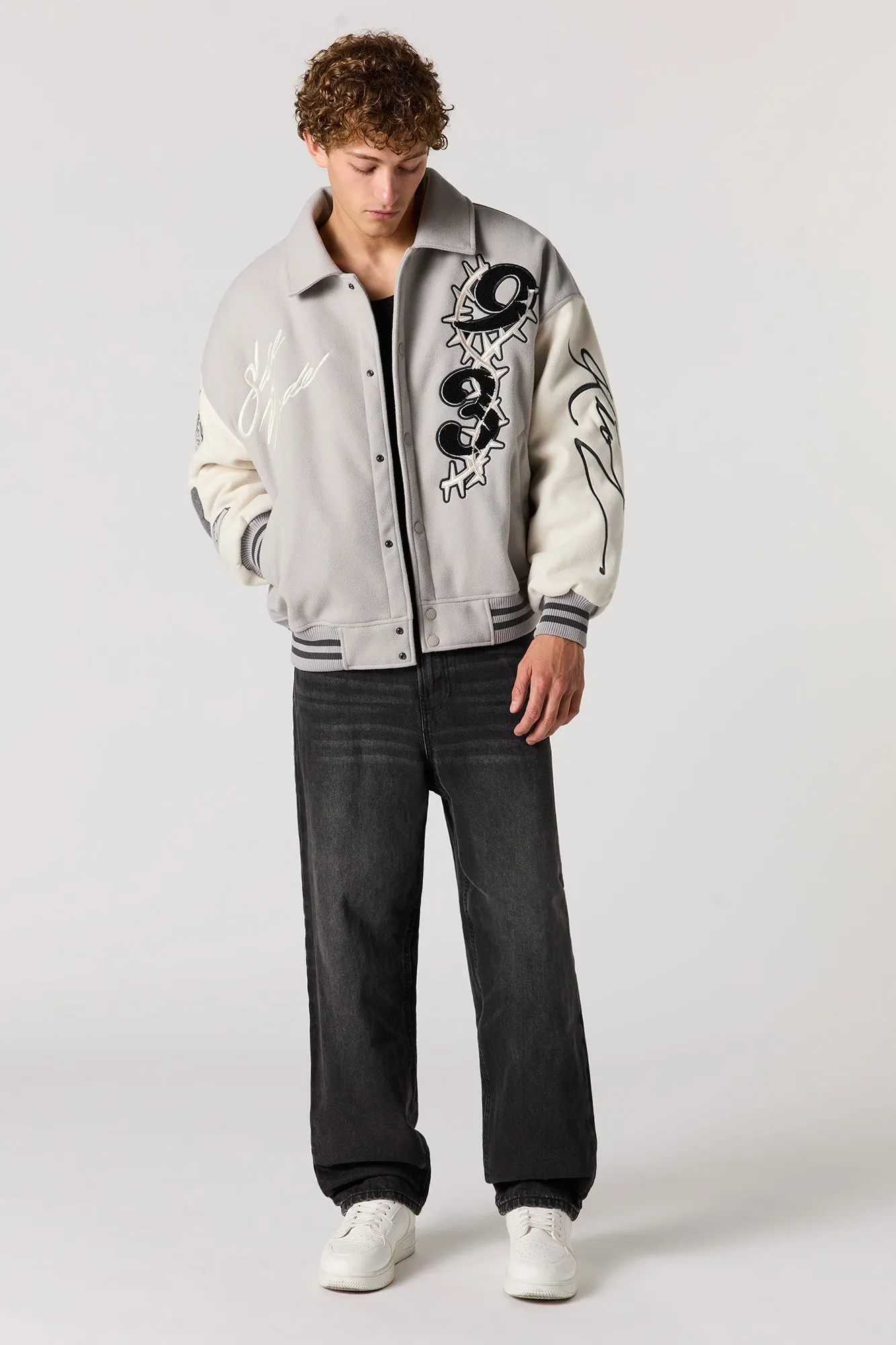 Blouson aviateur avec motif brodé Self Made en chenille sold by Urban Planet product image thumbnail 3
