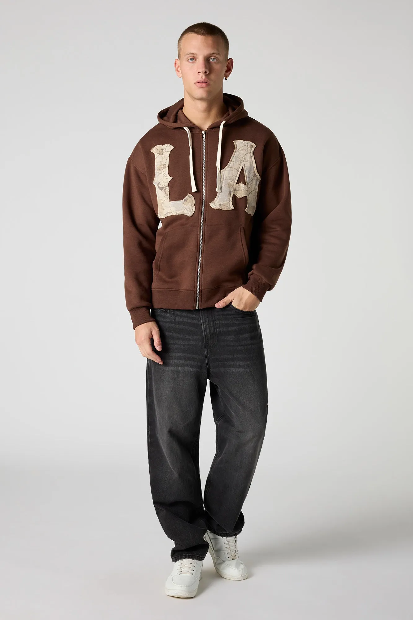 LA Camo Patch Zip-Up Hoodie sold by Urban Planet product image thumbnail 3