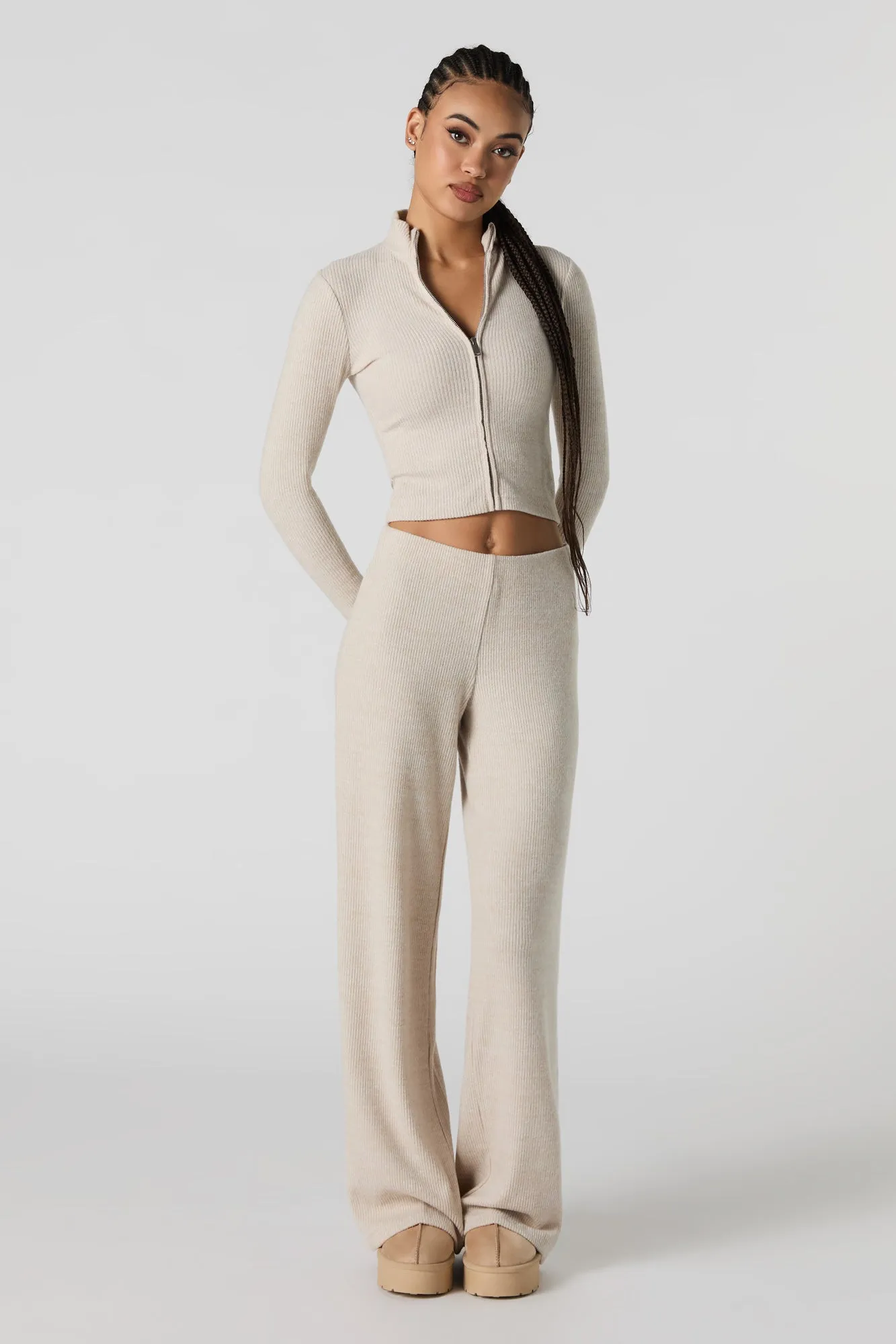 Ribbed Knit Wide Leg Pant sold by Urban Planet