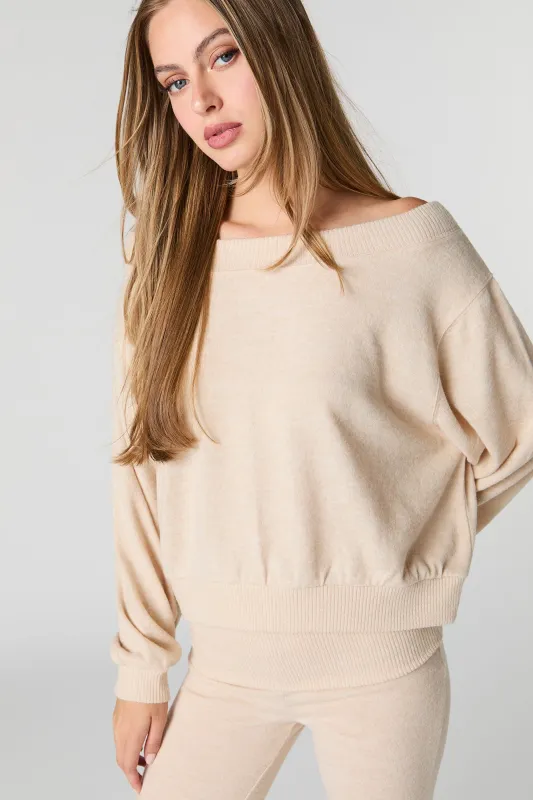 Knit Boat Neck Long Sleeve Top sold by Urban Planet