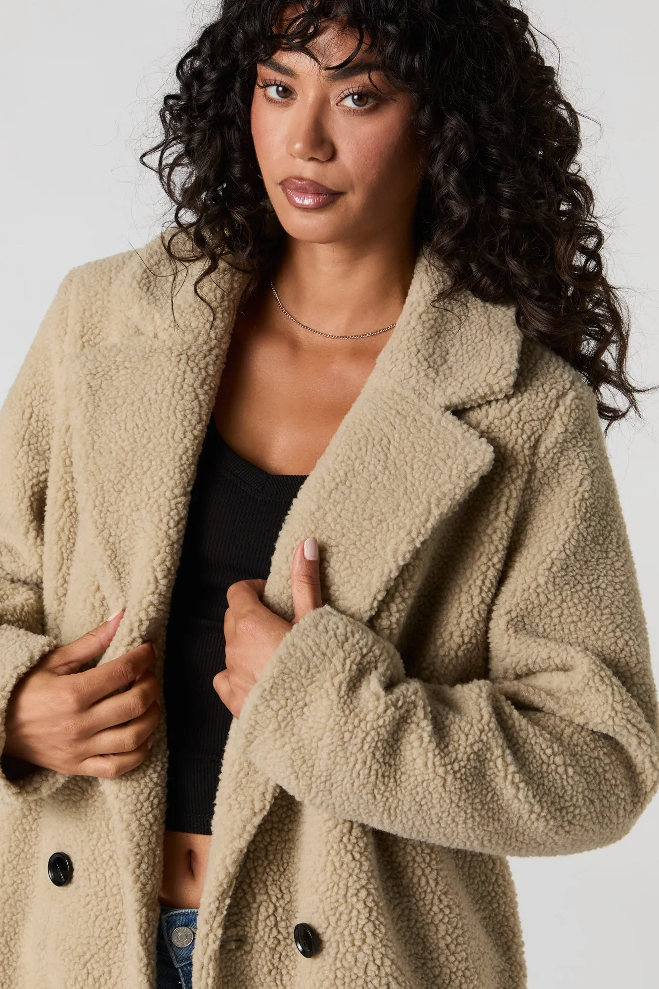 Manteau midi boutonné en Sherpa sold by Urban Planet