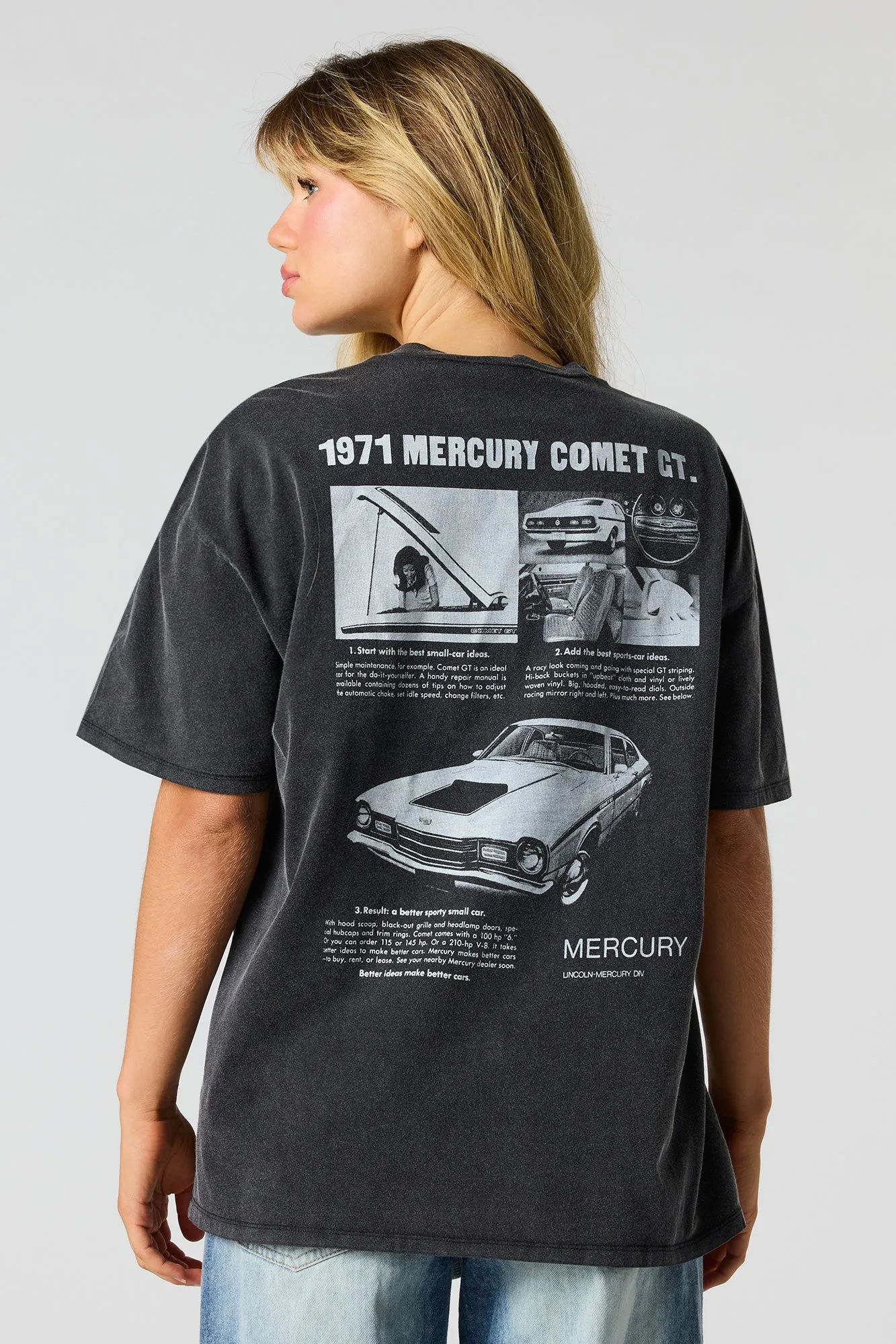 T-shirt de coupe garçonne à imprimé délavé Mercury Comet sold by Urban Planet product image thumbnail 2