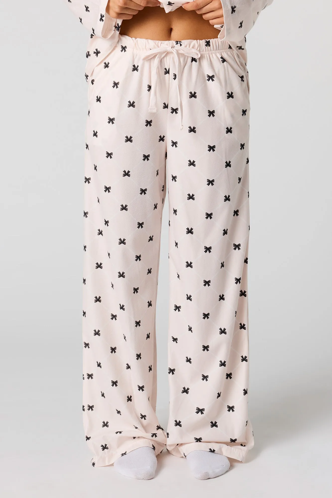 Printed Button-Up Long Sleeve Flannel Top & Pant PJ Set sold by Urban Planet product image thumbnail 3