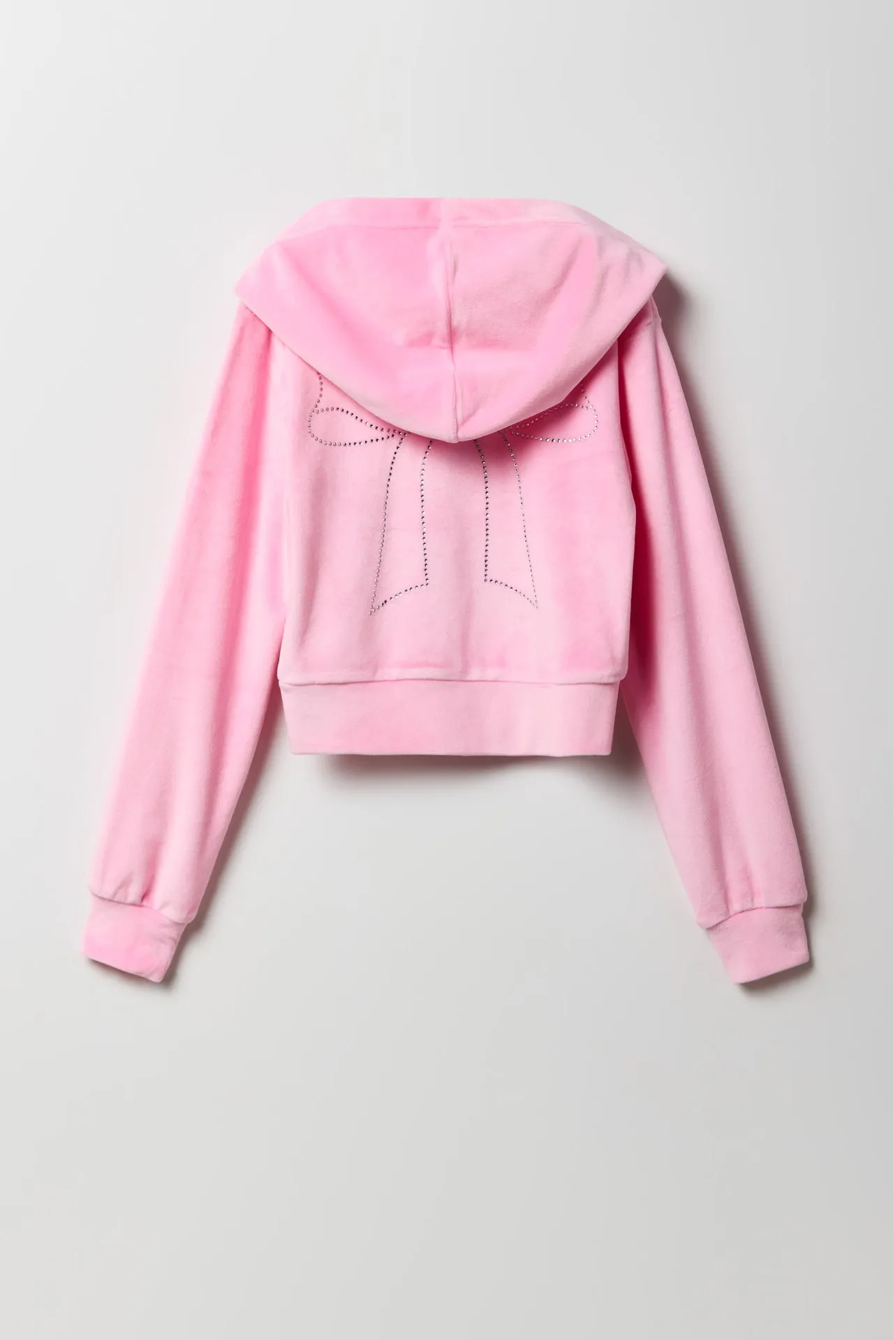 Girls Rhinestone Velour Zip-Up Hoodie sold by Urban Planet product image thumbnail 2