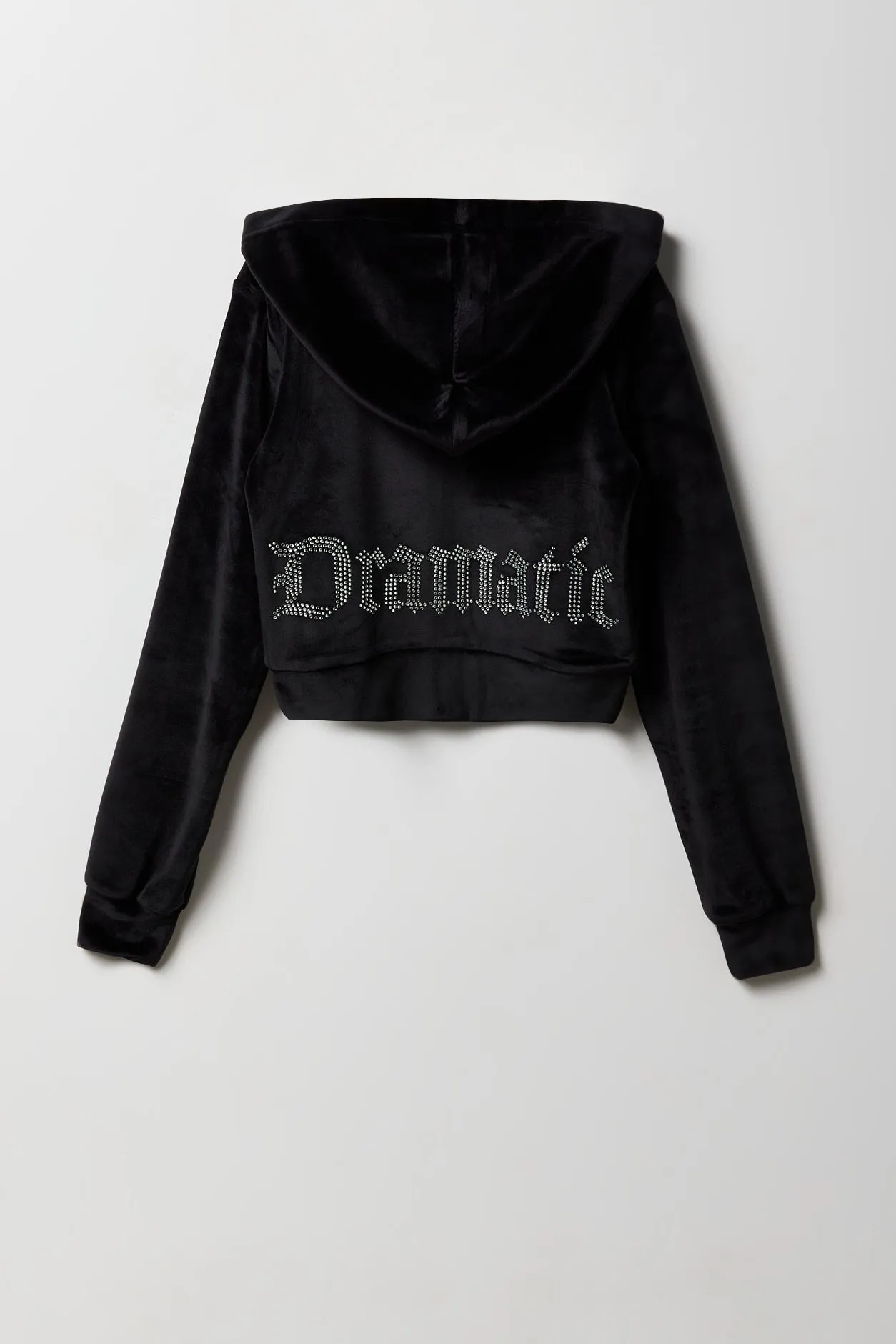 Girls Rhinestone Velour Zip-Up Hoodie sold by Urban Planet product image thumbnail 4