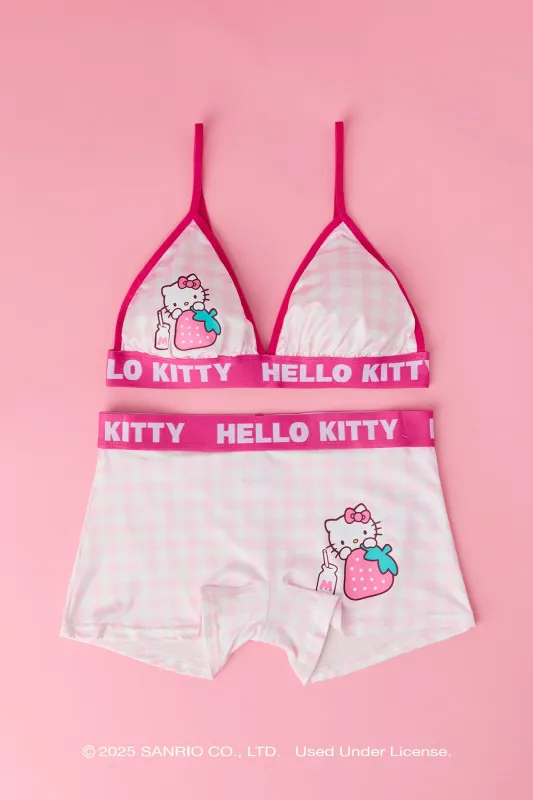 Ensemble avec soutien-gorge triangulaire et culotte garçonne à imprimé Hello Kitty® sold by Urban Planet