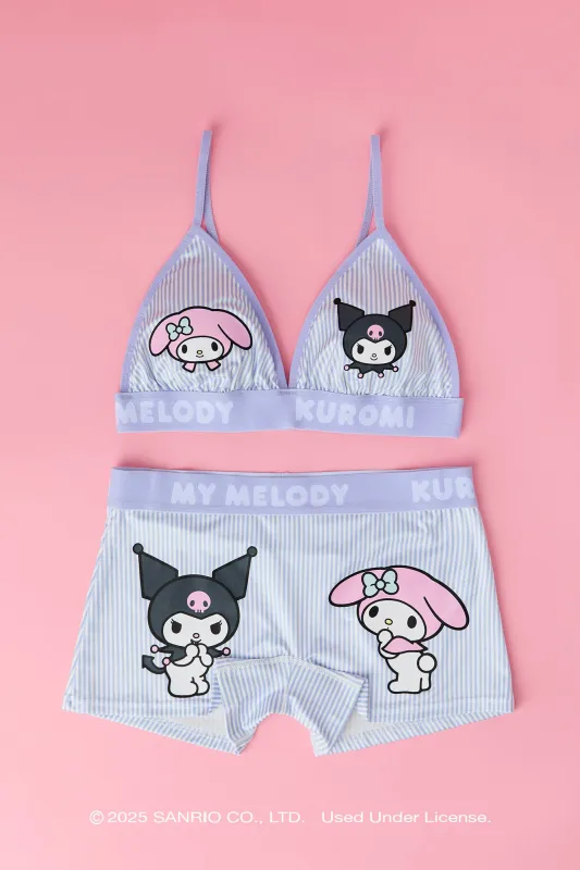 Kuromi™ & My Melody™ Triangle Bra & Boy Short 2 Piece Set sold by Urban Planet