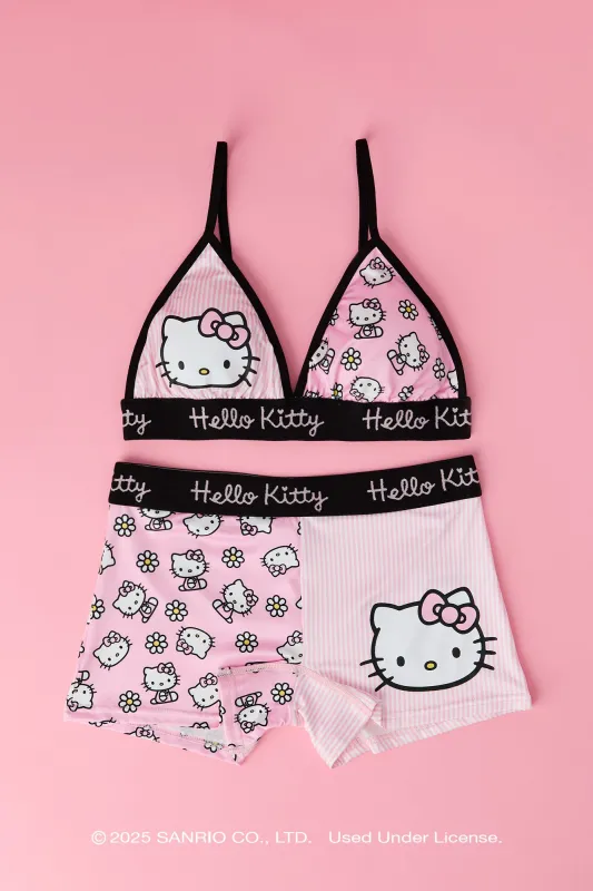 Ensemble avec soutien-gorge triangulaire et culotte garçonne à imprimé Hello Kitty® sold by Urban Planet