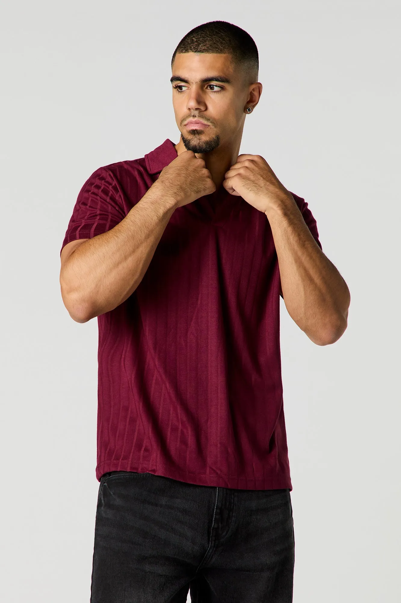 Ribbed Polo Short Sleeve Top sold by Urban Planet