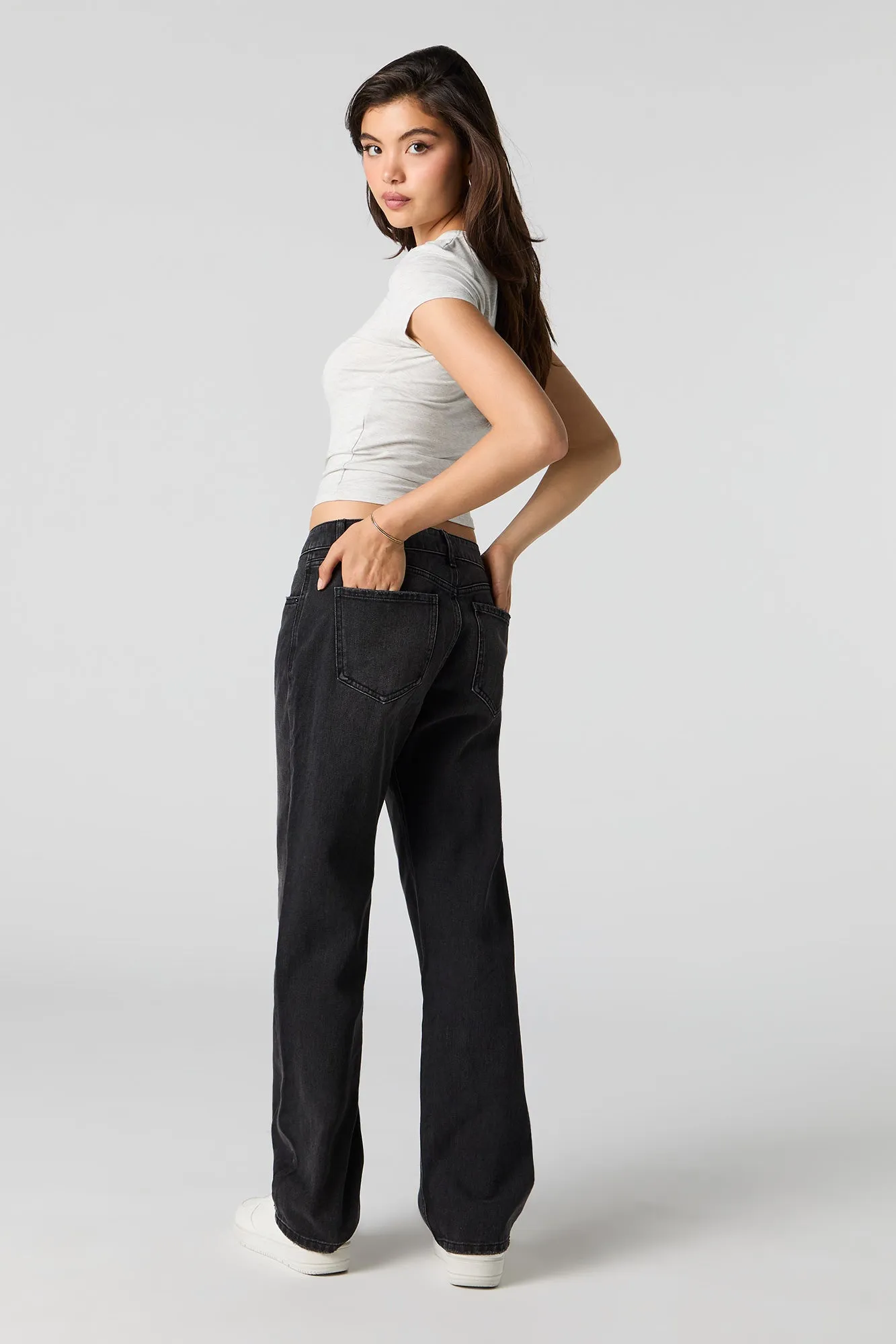 Black Low Rise Straight Jean sold by Urban Planet product image thumbnail 3