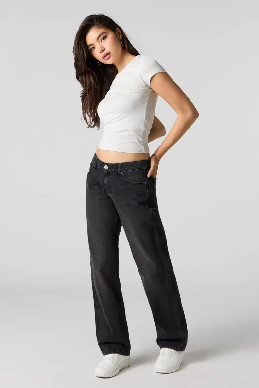 Black Low Rise Straight Jean sold by Urban Planet