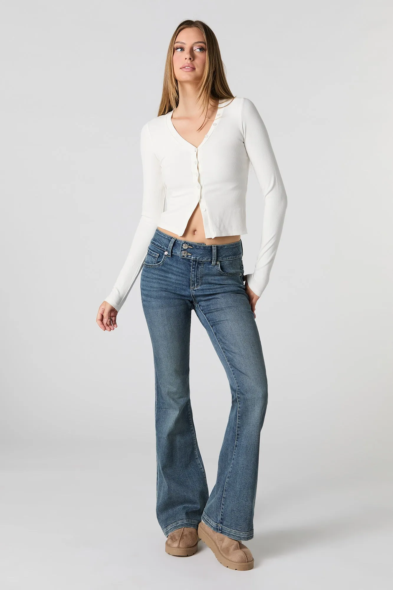 Low Rise Flare Vintage Dark Jean sold by Urban Planet