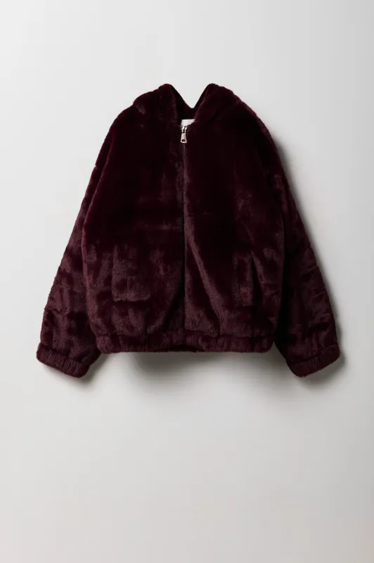 Girls Faux Fur Jacket with Hood sold by Urban Planet