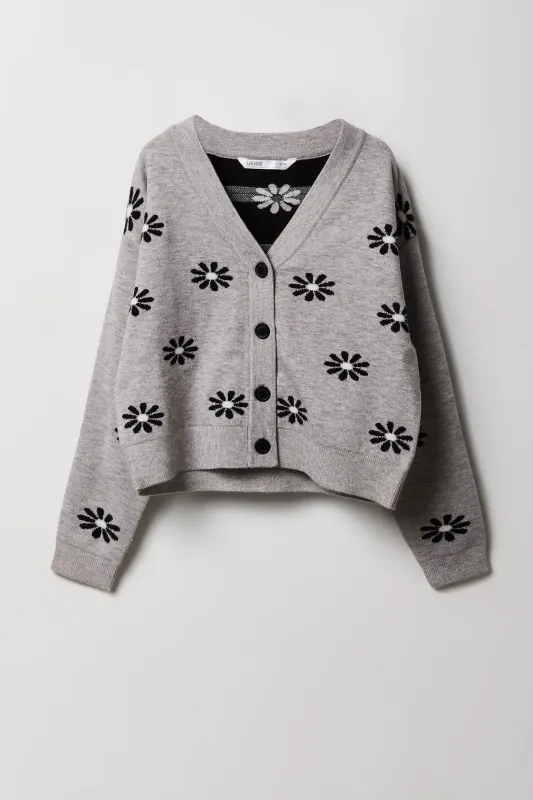 Girls Jacquard Knit Button-Up Cardigan sold by Urban Planet