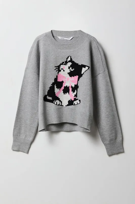 Girls Oversized Jacquard Knit Sweater sold by Urban Planet