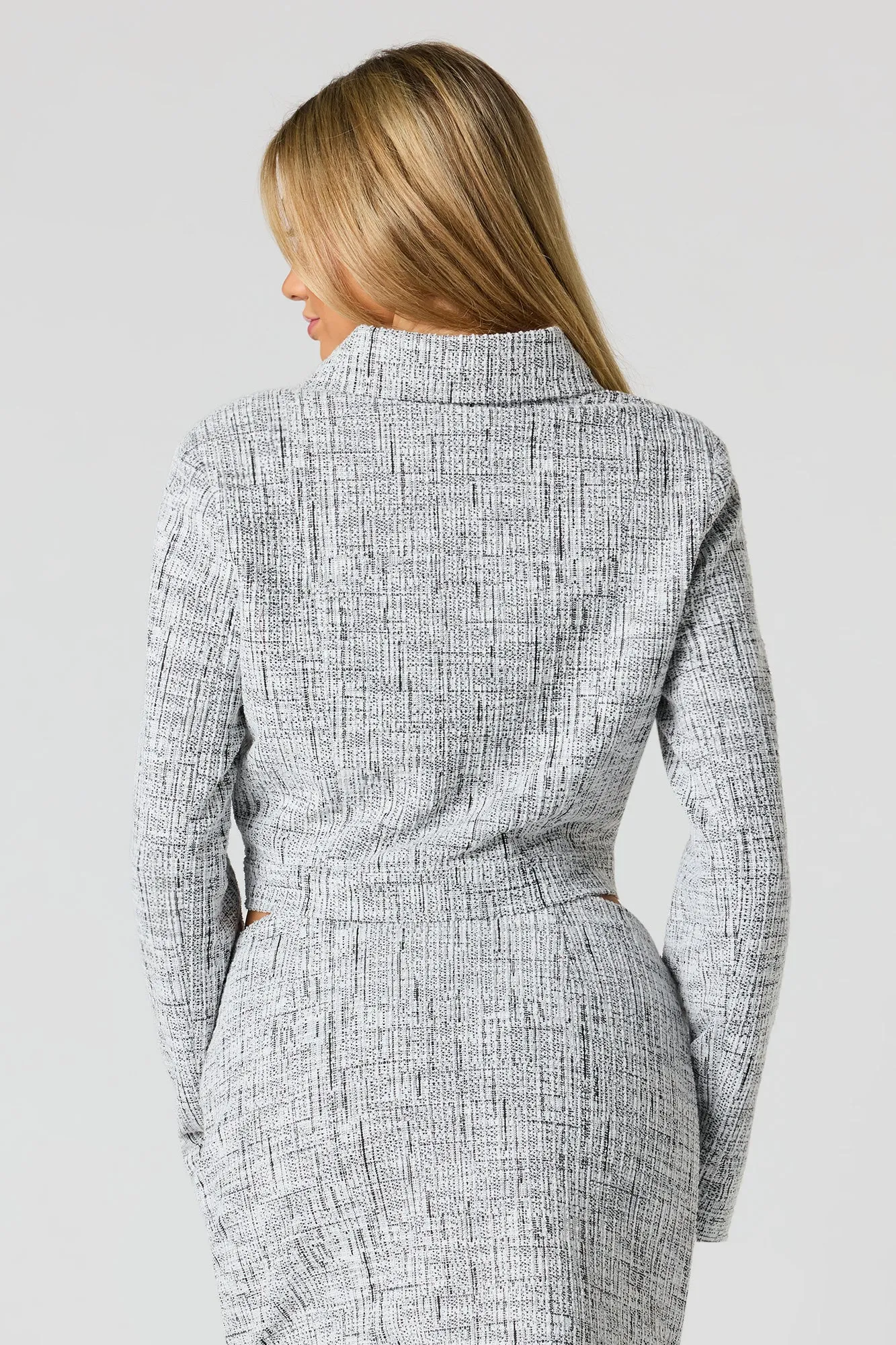 Tweed Pearl Button-Up Blazer sold by Urban Planet product image thumbnail 2