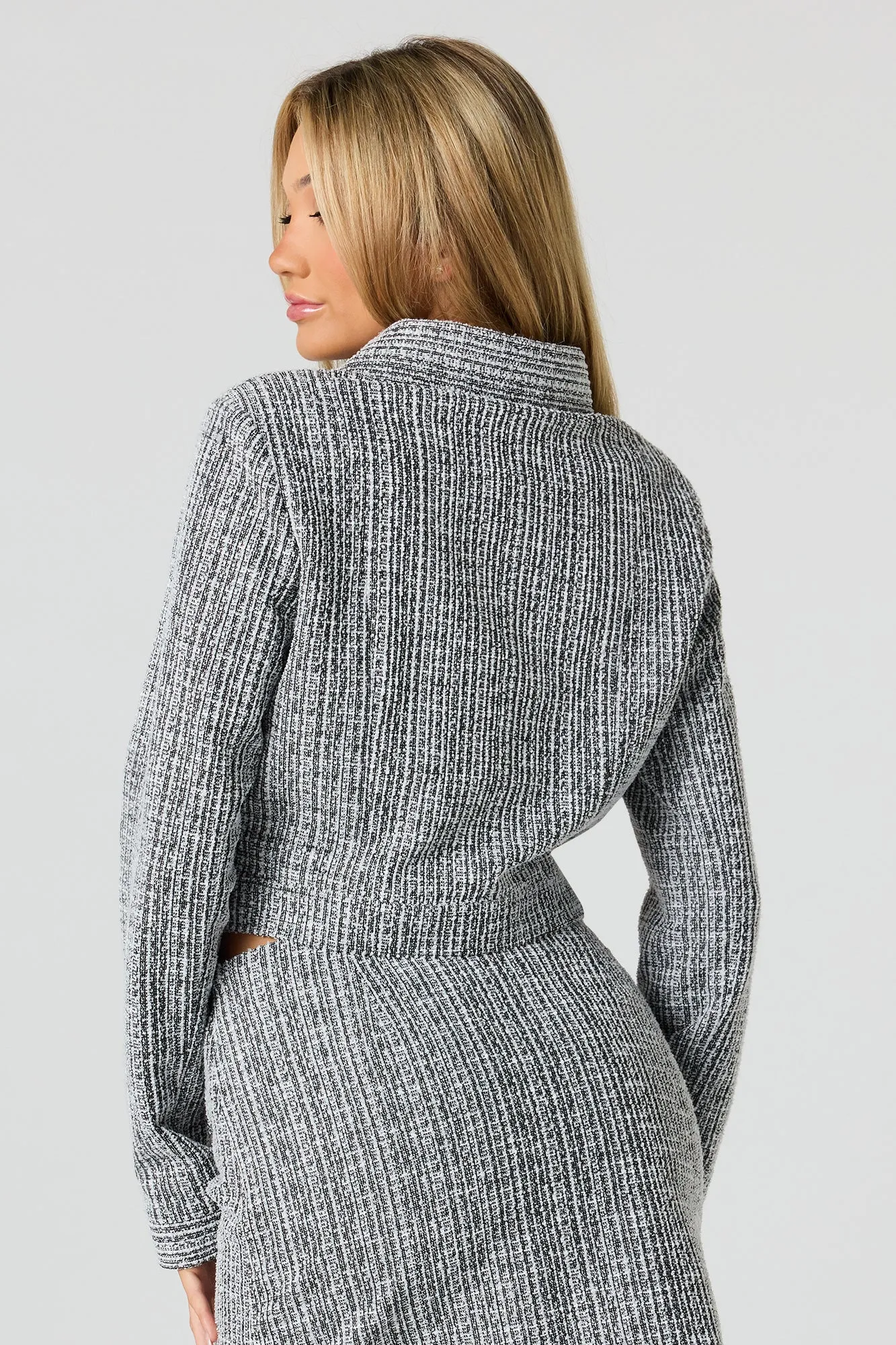 Tweed Pearl Button-Up Blazer sold by Urban Planet product image thumbnail 5