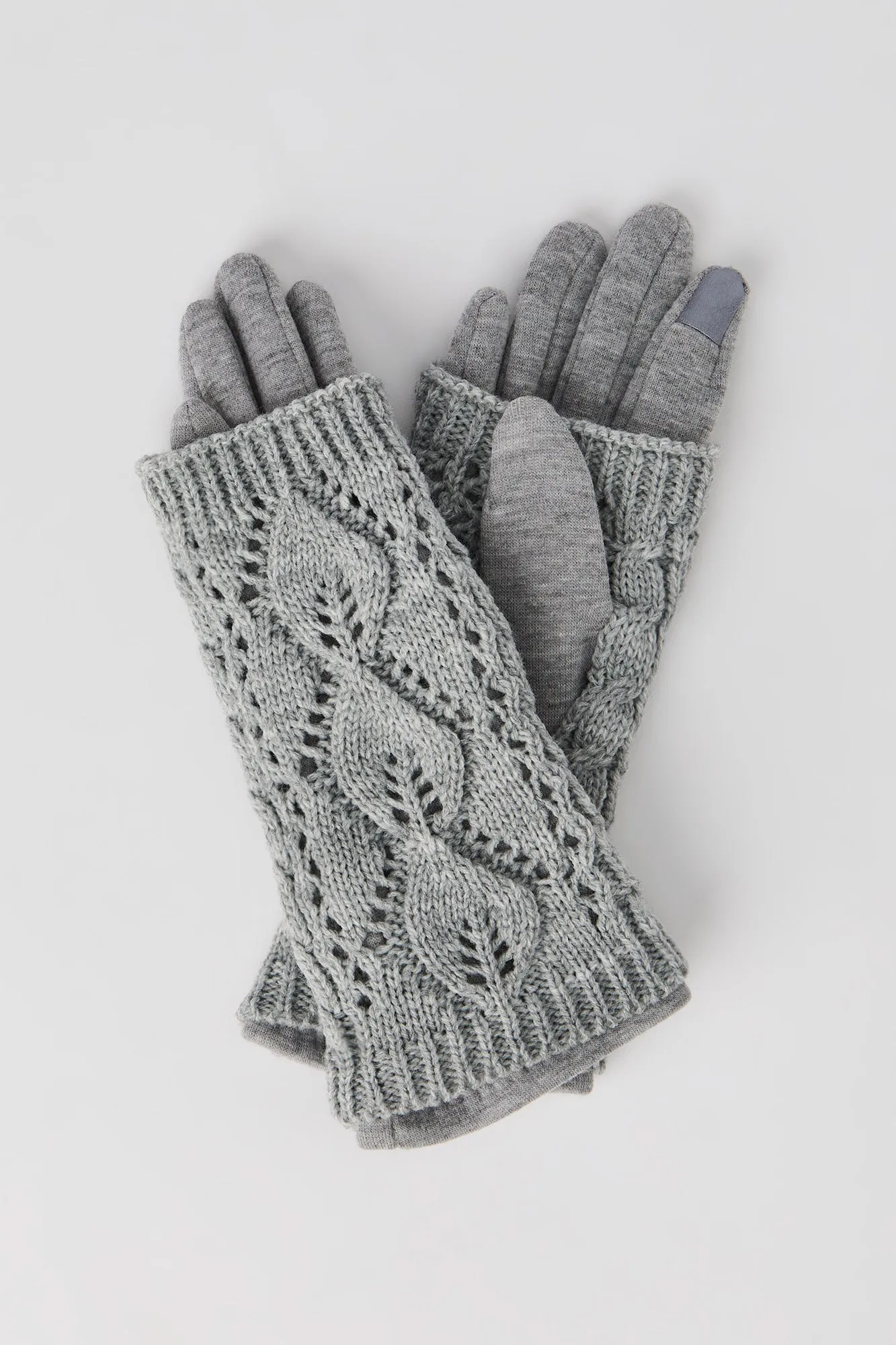 Cable Knit Overlay Touch Screen Gloves sold by Urban Planet product image thumbnail 3