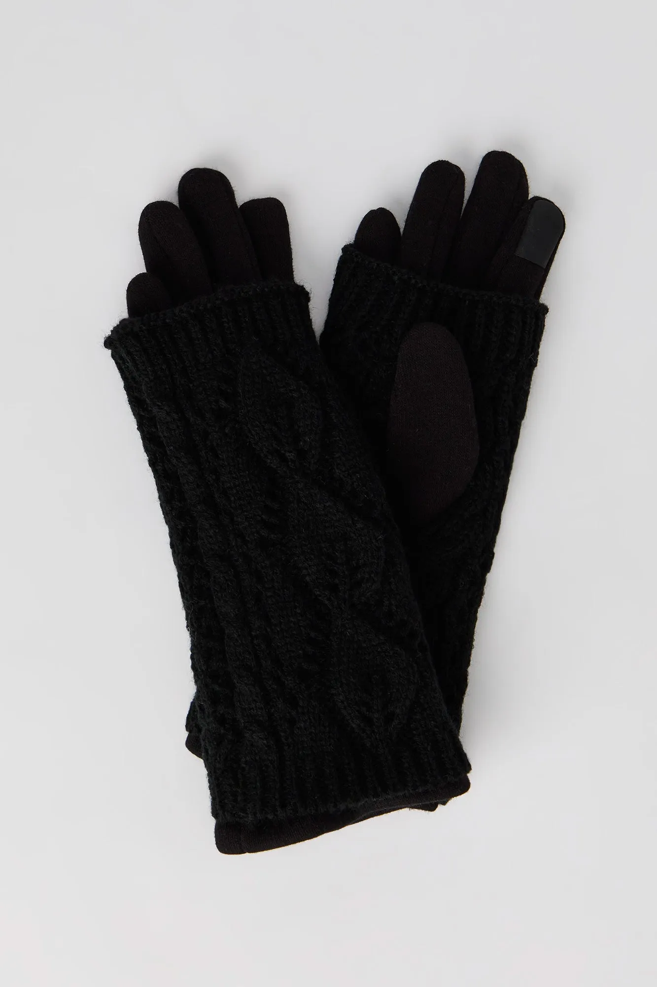 Cable Knit Overlay Touch Screen Gloves sold by Urban Planet product image thumbnail 2