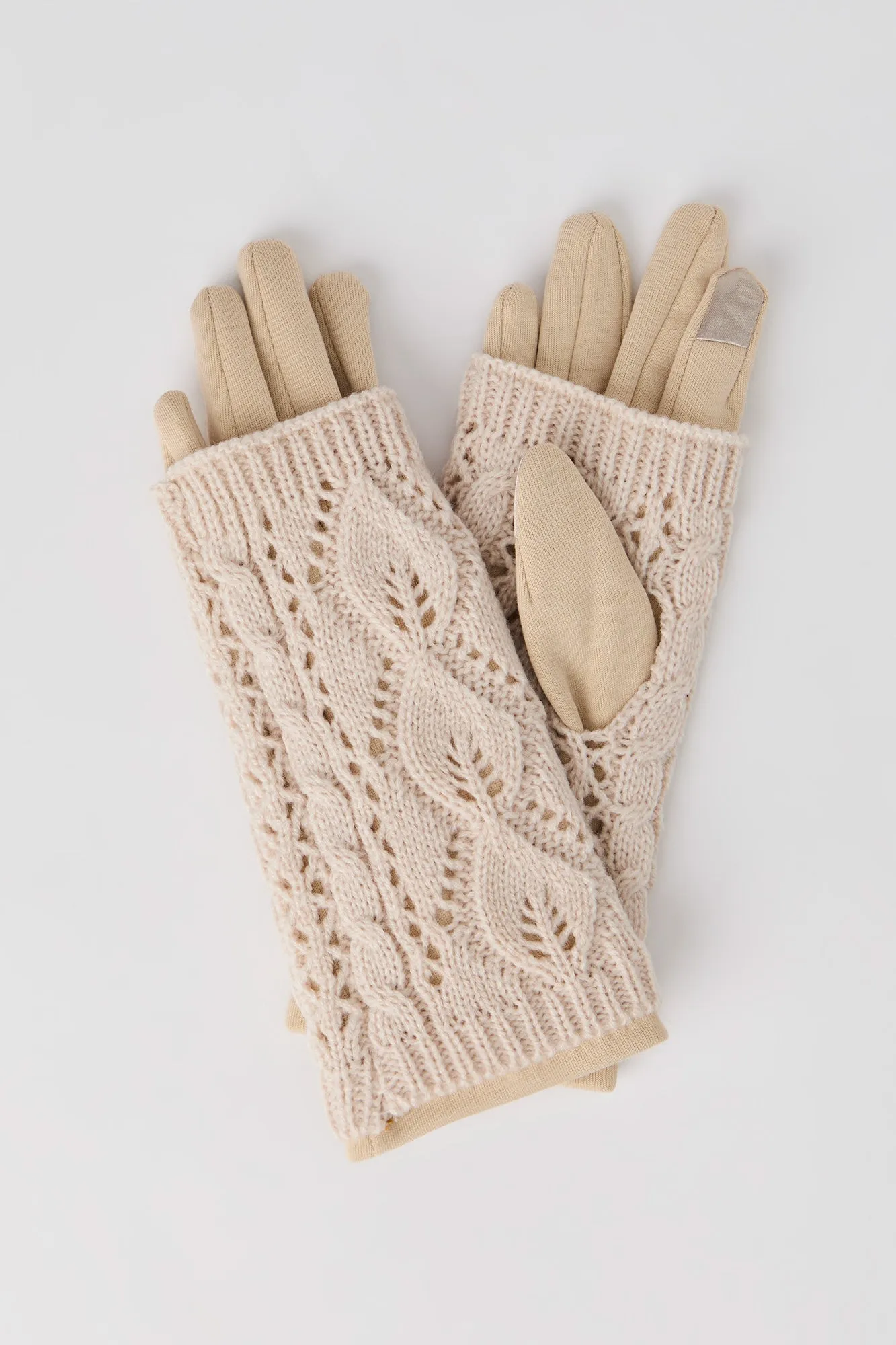 Cable Knit Overlay Touch Screen Gloves sold by Urban Planet product image thumbnail 5