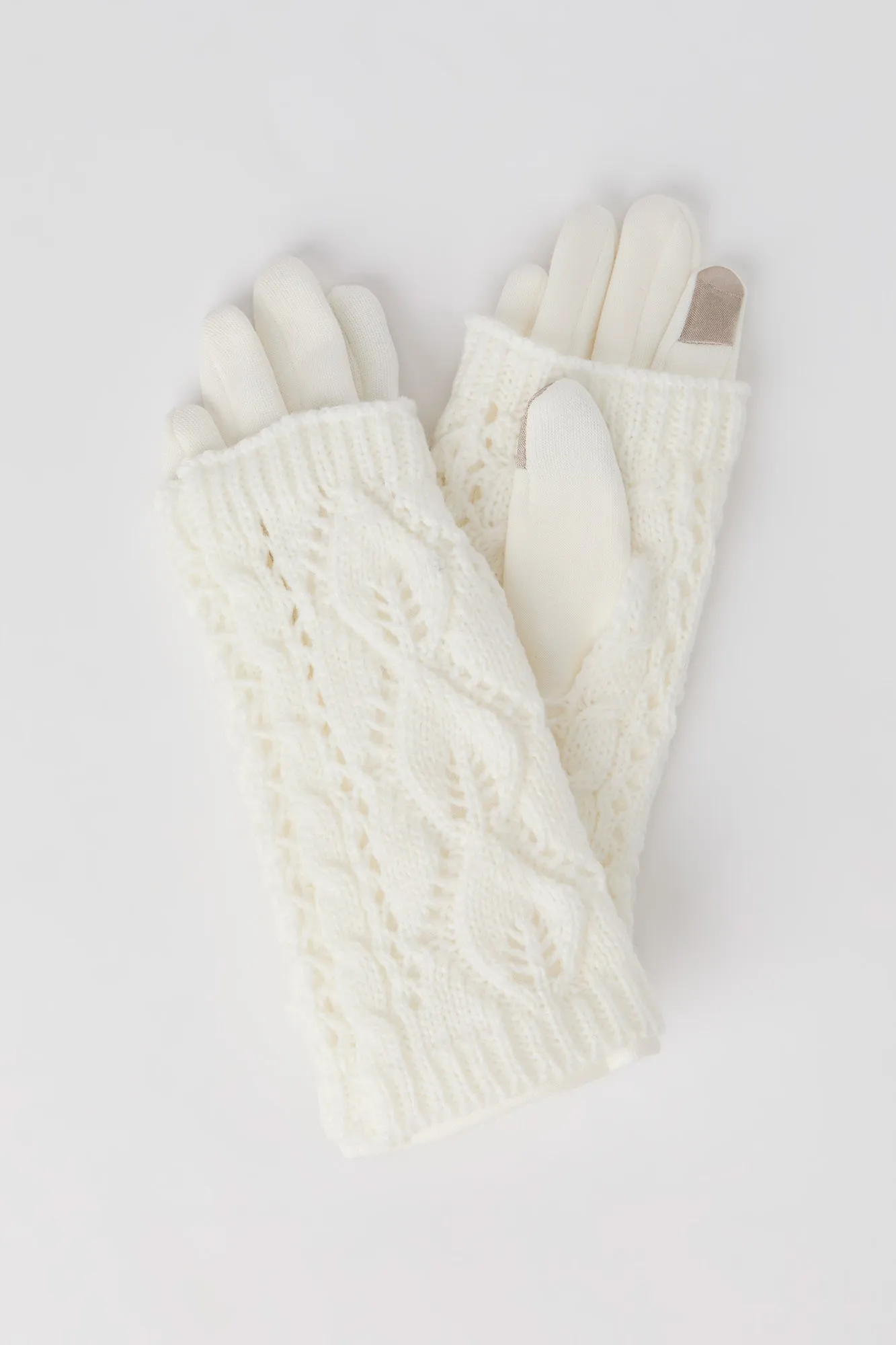 Cable Knit Overlay Touch Screen Gloves sold by Urban Planet product image thumbnail 4
