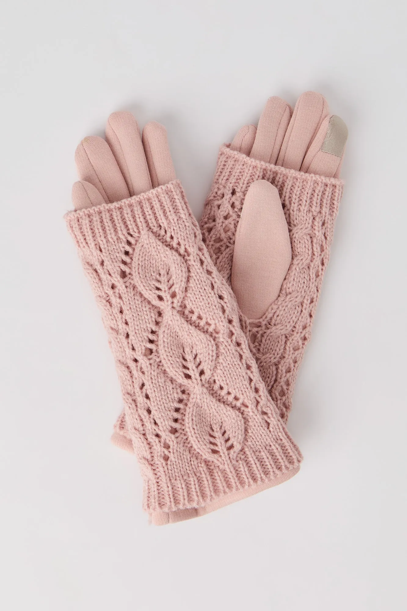 Cable Knit Overlay Touch Screen Gloves sold by Urban Planet