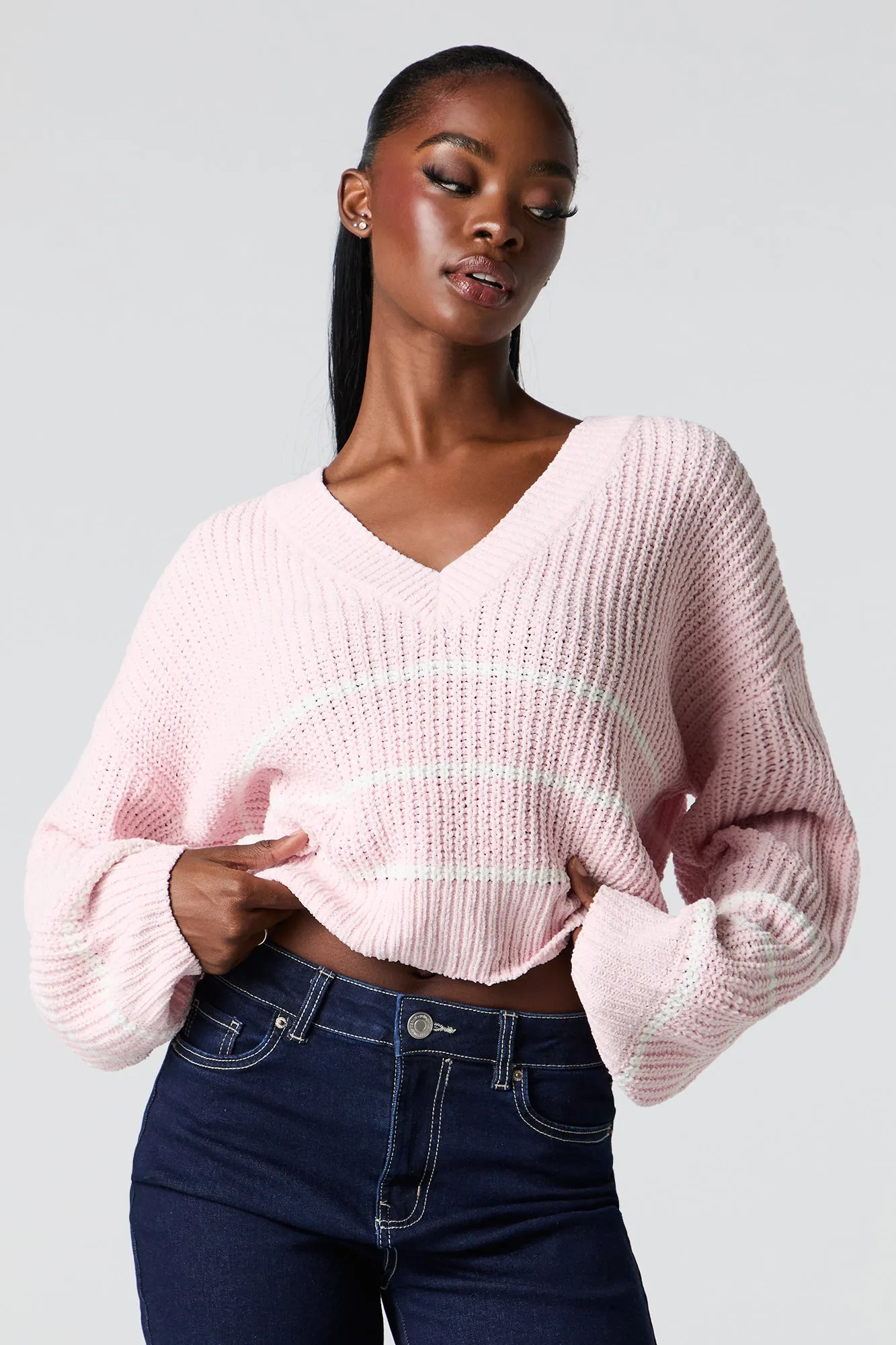 Chunky Knit Striped Sweater sold by Urban Planet