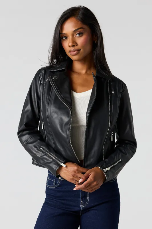 Faux Leather Biker Jacket sold by Urban Planet