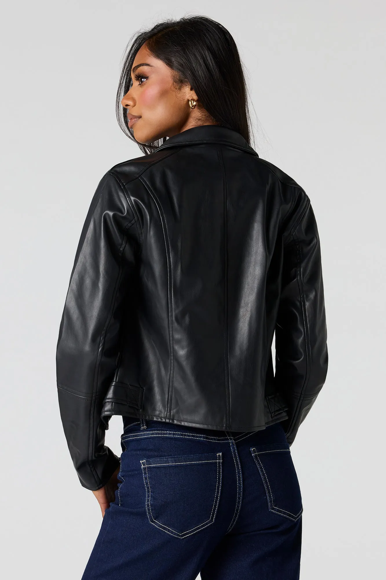 Faux Leather Biker Jacket sold by Urban Planet product image thumbnail 2
