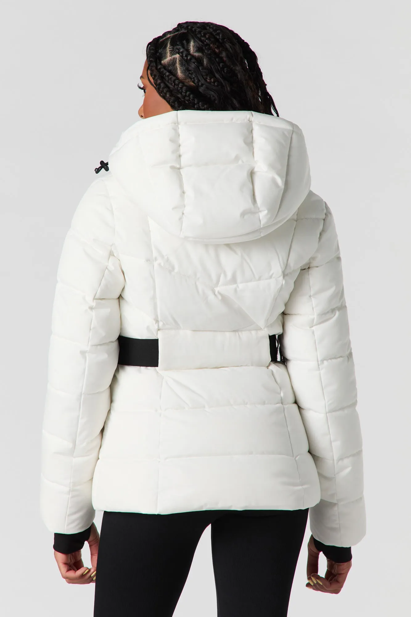 Hooded Belted Puffer Jacket sold by Urban Planet product image thumbnail 3