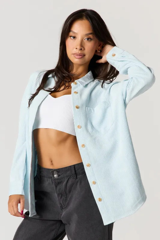 Corduroy Button-Up Collared Top sold by Urban Planet