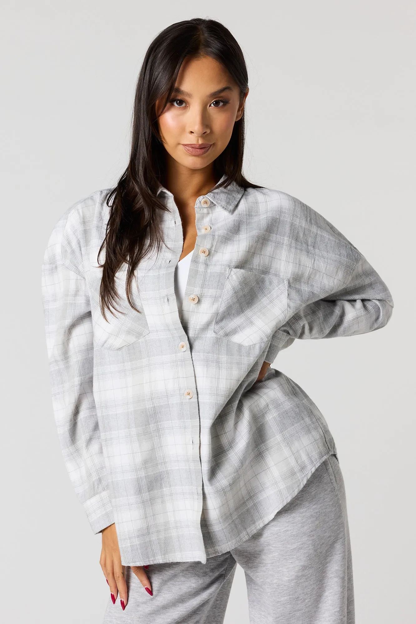 Plaid Flannel Button-Up Top sold by Urban Planet product image thumbnail 4