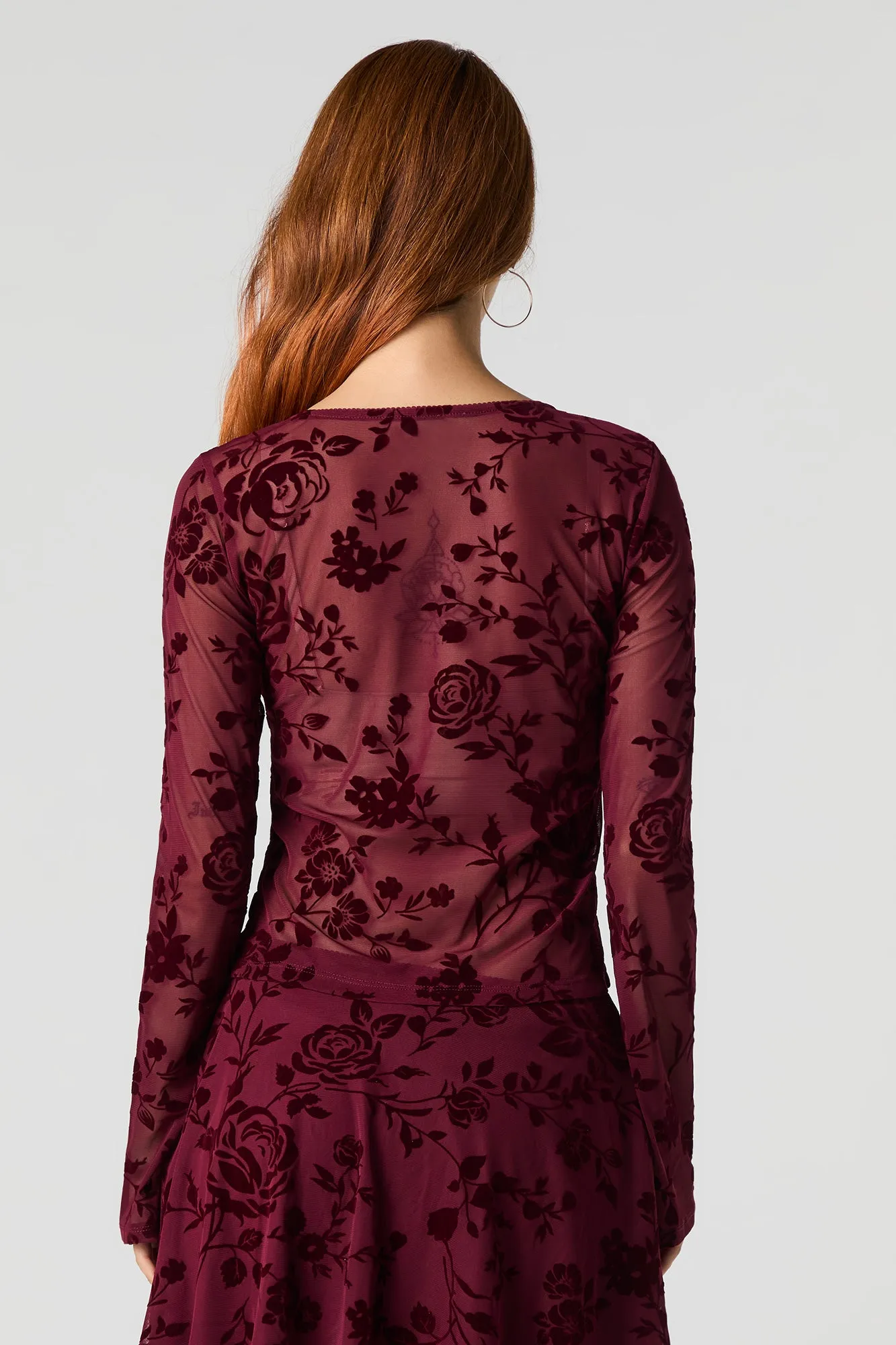 Flocked Mesh Long Sleeve Flyaway Top sold by Urban Planet product image thumbnail 2