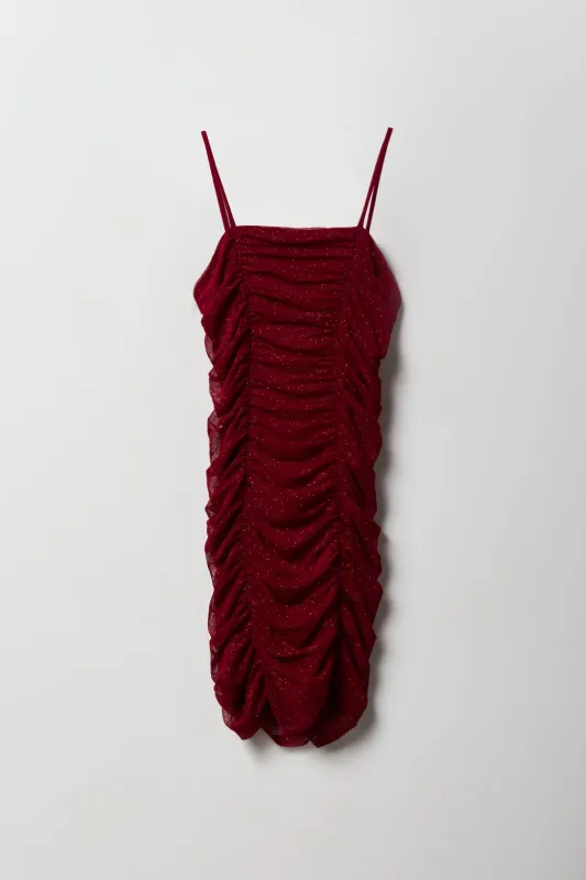 Girls Sparkle Mesh Ruched Dress sold by Urban Planet