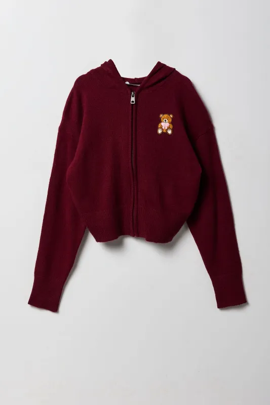Girls Embroidered Zip-Up Sweater Hoodie sold by Urban Planet