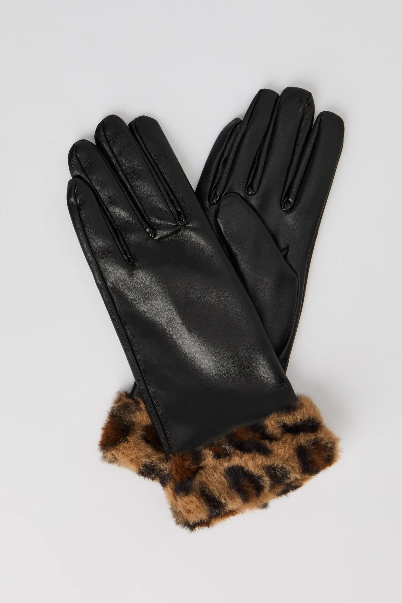 Fur Trim Faux-Leather Gloves sold by Urban Planet